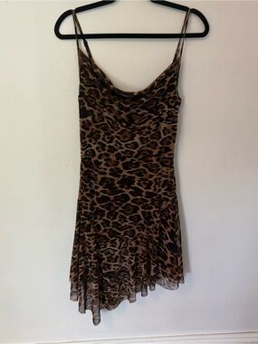 Leopard Print Slip Dress in Brown